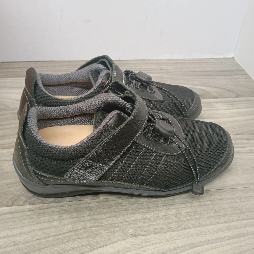 Orthofeet Breeze 835 Shoes Women's 8 EE 2E Wide Black Leather Walking Sneakers